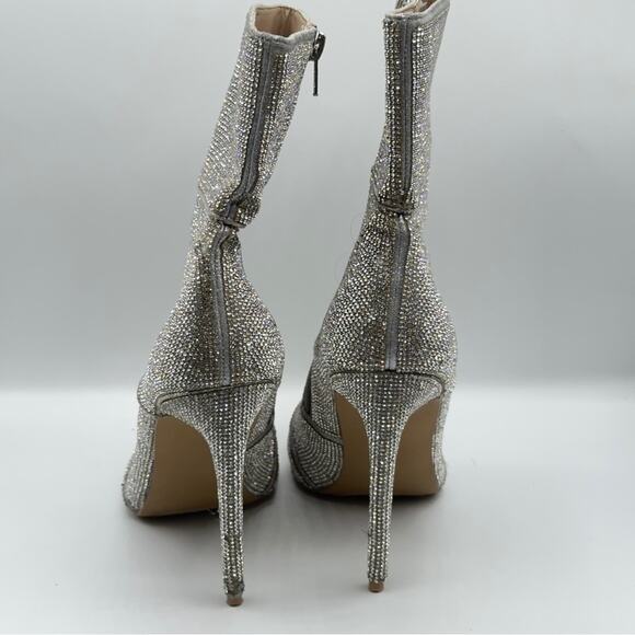 STEVE MADDEN Winona Crystal Rhinestone Sparkle Booties Silver - Picture 8 of 8